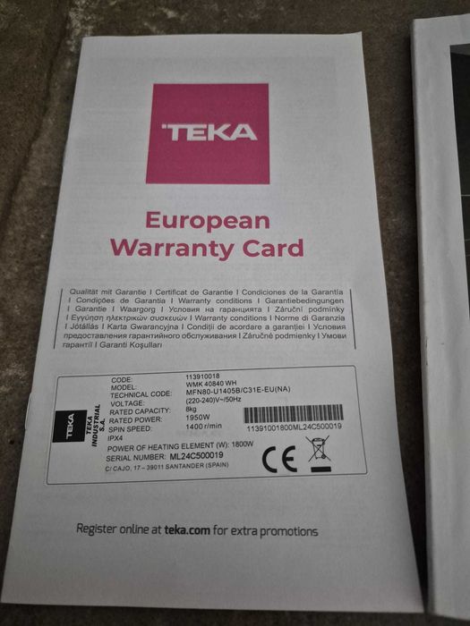 Máquina de lavar roupa TEKA - 8 kg