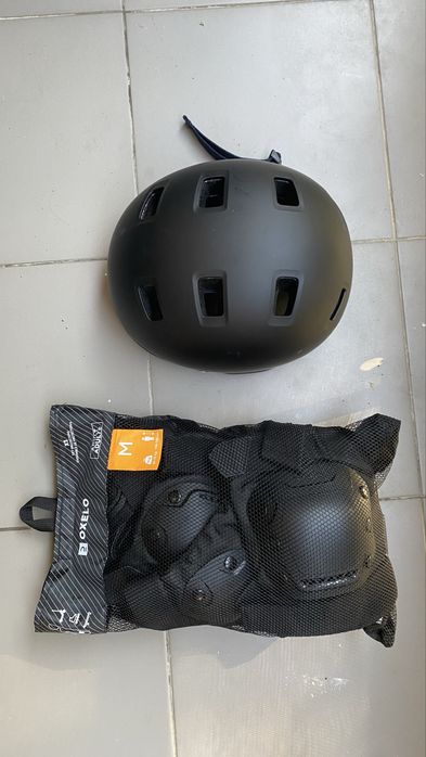 Patins em Linha + Proteções para Patins/Skate/Trotinete