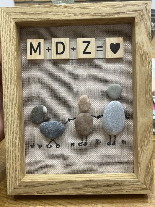 Prezent, Ramka, kartka okazyjna, kamienie handmade. Ślub, rocznica