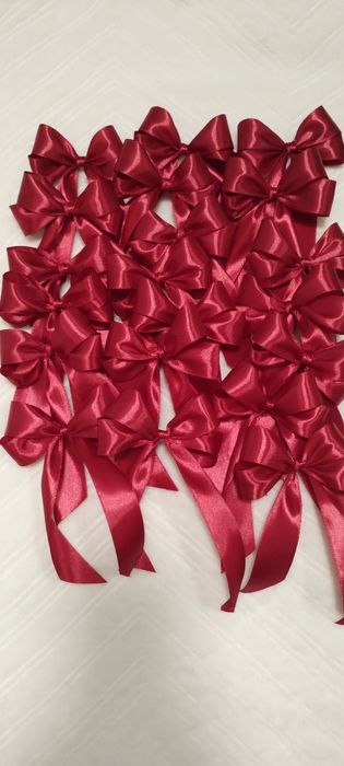 Bordowe kokardki na choinkę, do prezentów, zestaw 20  sztuk
