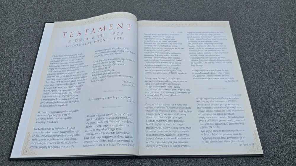 A4 Jan Paweł II Testament