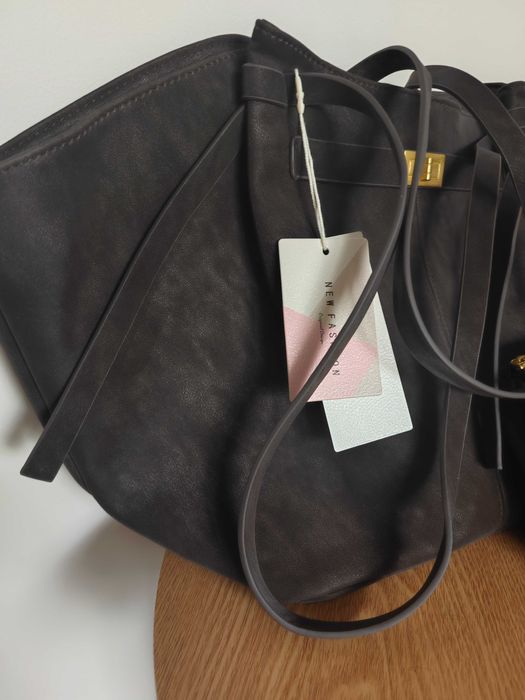 Torebka damska shopperka dark brown czarny brąz viral