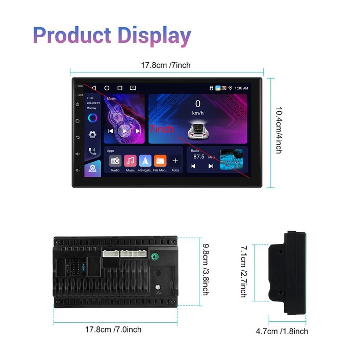 Rádio 2din Android 13 7 polegadas 4/64GB Carplay WiFi GPS BT NOVO