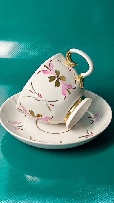 Filiżanka ze spodkiem porcelanowa. Bielorus. Dobrusz. Vintage. Mi