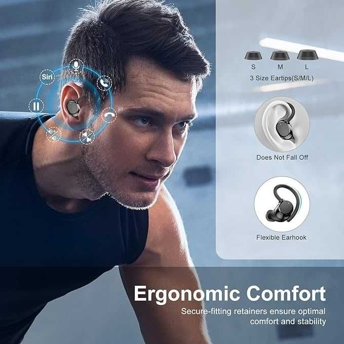 Słuchawki sportowe Bluetooth 5.3 czarne