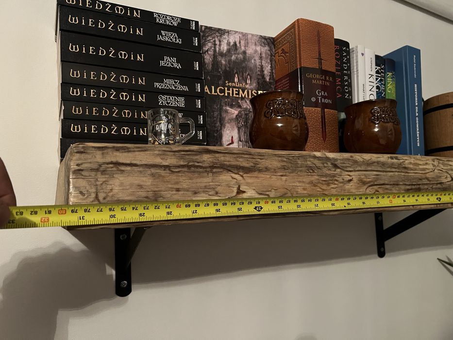 Półka scienna masywna z grubego litego drewna