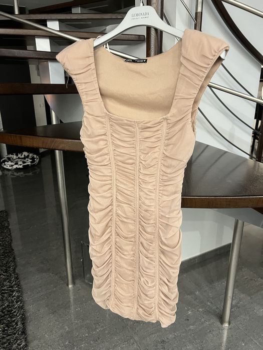 Sukienka mini puder S, nowa z metka, ZARA