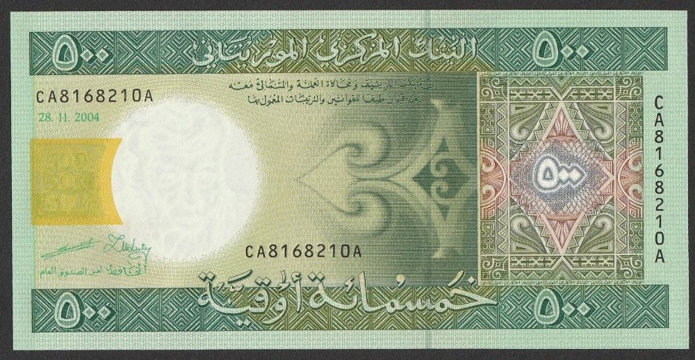 Mauretania 500 ouguiya 2004 - CA - stan bankowy UNC