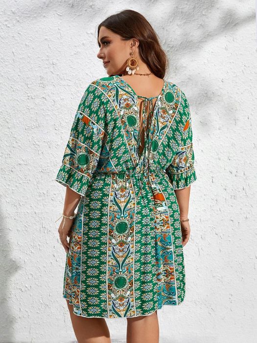 Sukienka Casual Boho Dekolt V Mini Shein 3Xl 46