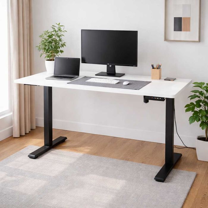 NOWE Biurko Elektryczne Białe 120x60 Regulowane Gamingowe Podnoszone