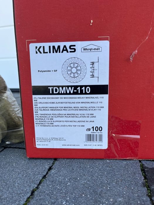 Klimas THERMODRIVE V2-8 kołki do wełny, styropianu, łącznik, talerz dociskowy, krążek