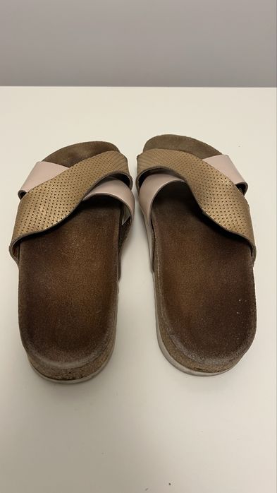 Klapki złote wojas 38 złoto różowe beżowe