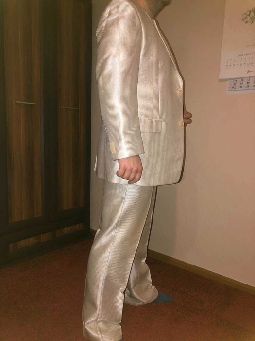 Elegancki Męski Garnitur Nabłyszczany -RAFAEL- roz. 48/XL