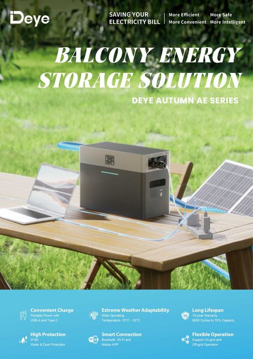 Deye AE-FS2.0-2H2 Magazyn energii 2000Wh + falownik 1000W UPS LiFePO4