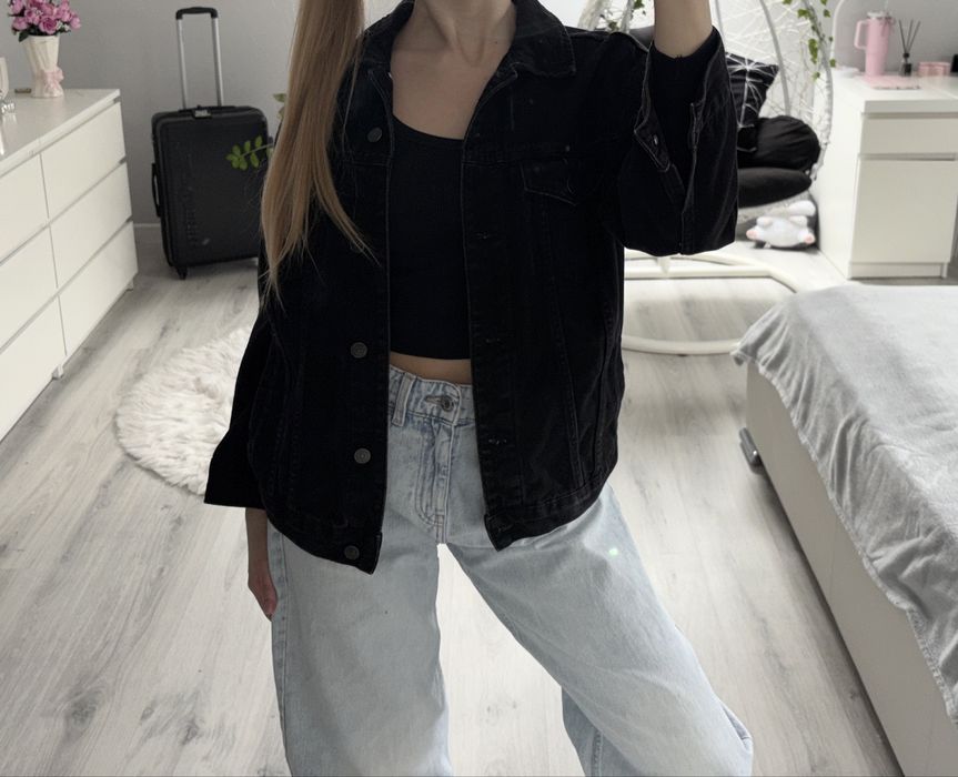 Wiosenna kurtka dżinsowa oversize czarna rozmiar XXS