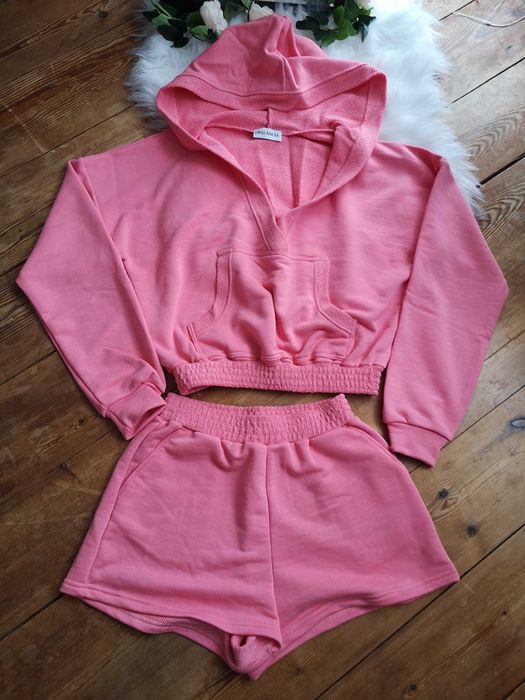 Komplet dresowy 38 M 40 L Varlesca bluza crop top szorty bawełna letni