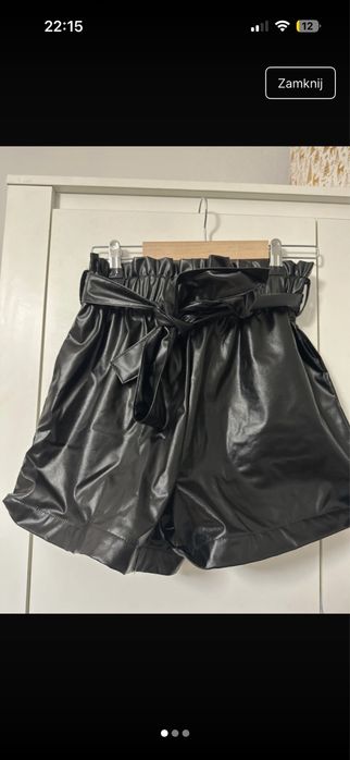 Skórzane spodenki wysoki stan wiązane