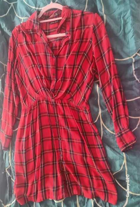 Tunika w kratę czerwono czarna diverse S