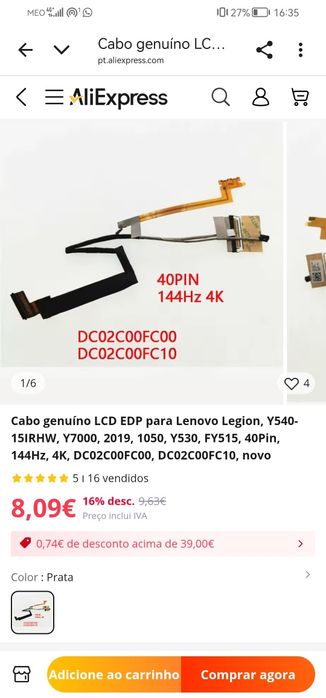 Cabo Genuíno LCD Lenovo