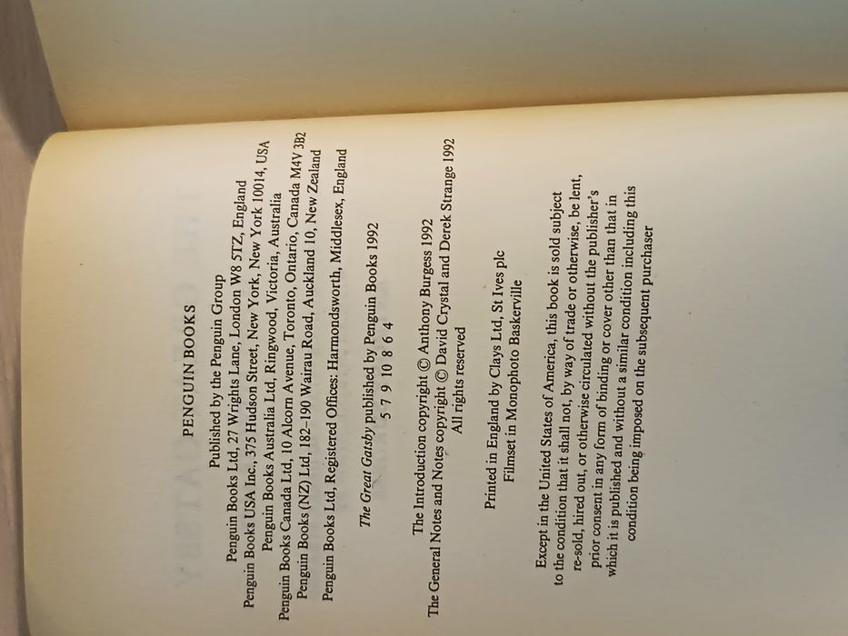 Livro The Great Gatsby (em inglês)