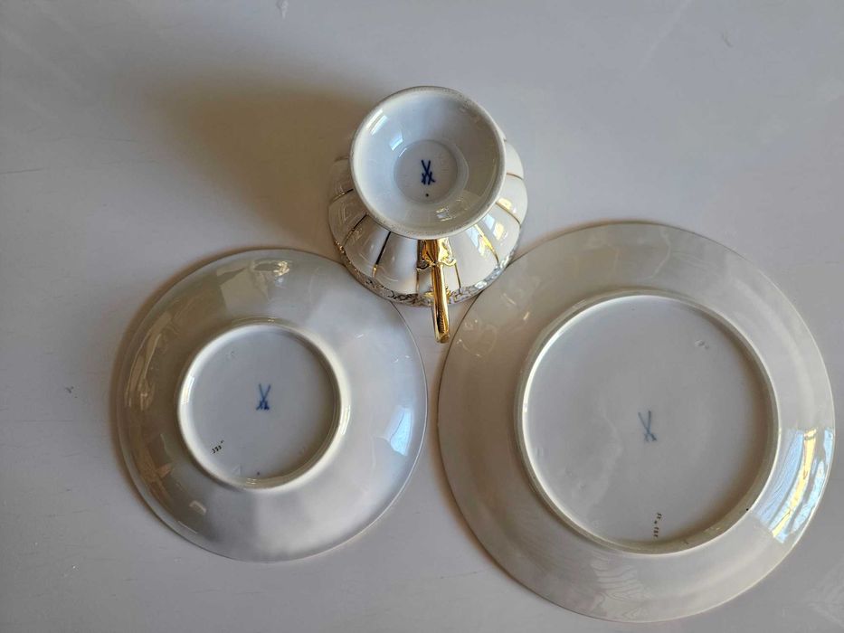 Filiżanka x-form miśnia/meissen  trio śniadaniowe