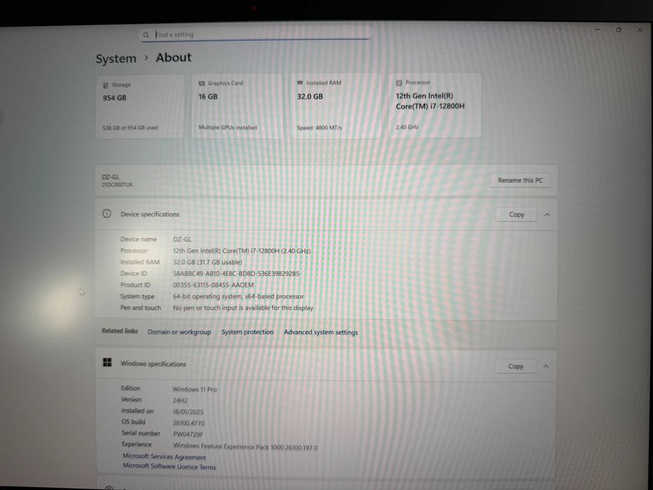 AI RDY Lenovo ThinkPad P1 Gen 5 i7 32GB 1TB RTX A4500 16GB stacja robocza