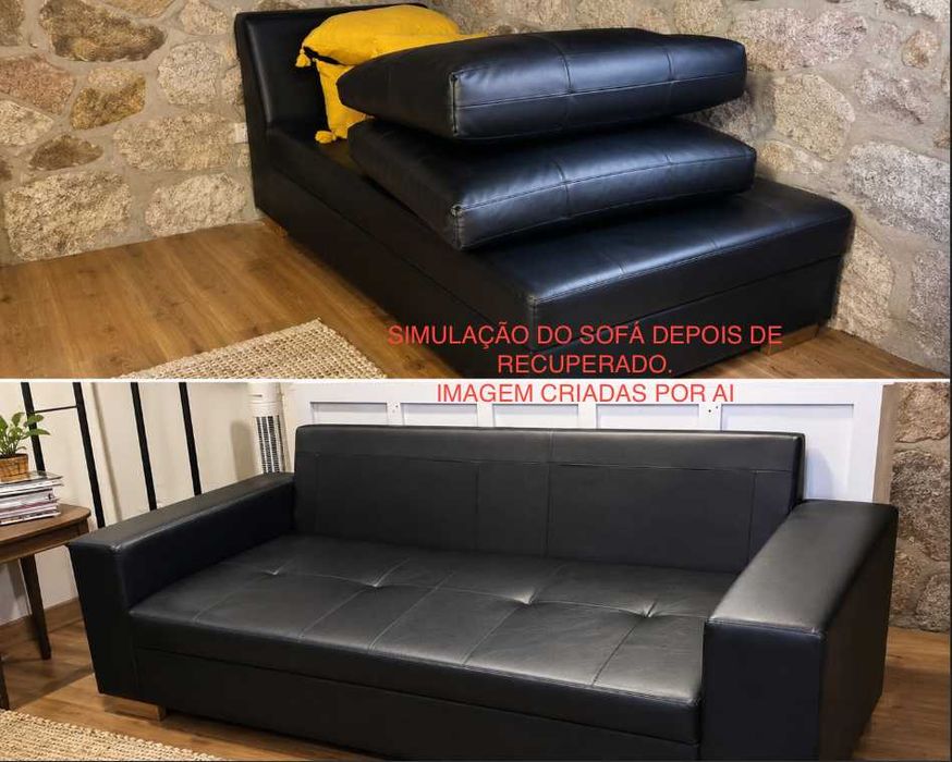 Sofá + Chaise Longue – Estrutura em bom estado