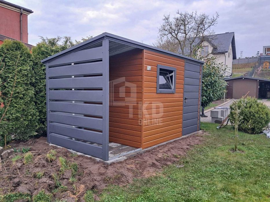 Schowek domek ogrodowy 2,5x2m + wiata 0,5m drzwi okno  dach TKD366