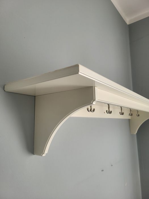 Półka kuchenna biała z haczykami 119/25cm