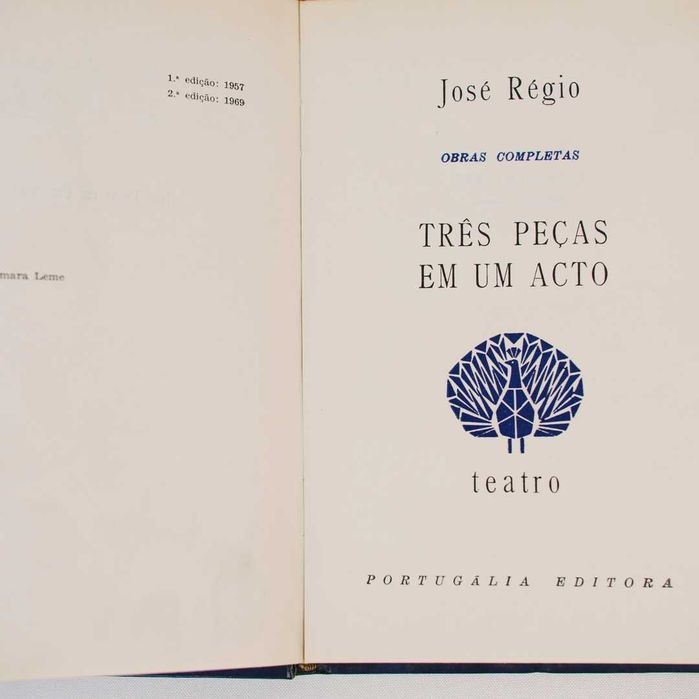 Livro "Três Peças em um Acto" - José Régio