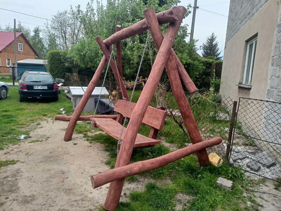 Huśtawka ogrodowa akacjowa ławka dąb