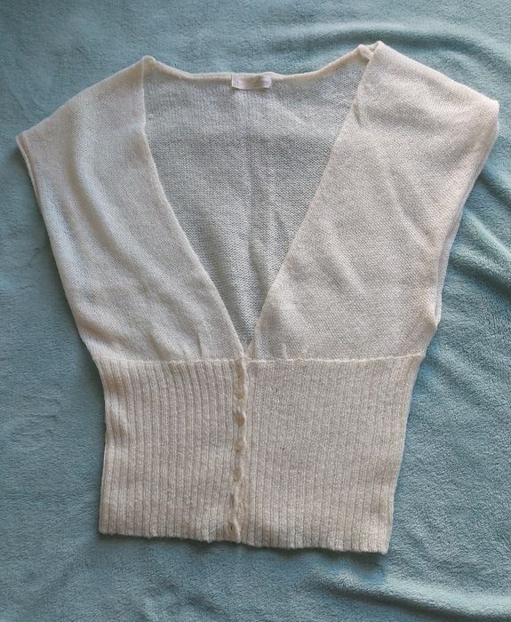 Kamizelka z moherem bezrękawnik kremowy r.S/M