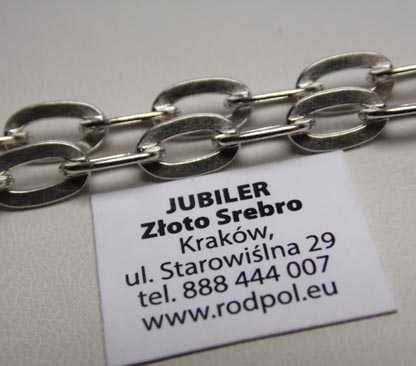 Srebrny łańcuszek owalne ogniwa 50 cm. 5,1 mm.