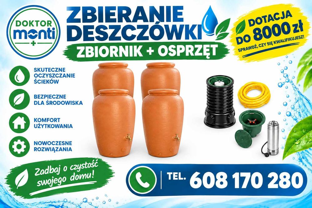 Zestaw 2000L  na zbieranie deszczówki . Mikroretencja 2026. Montaż