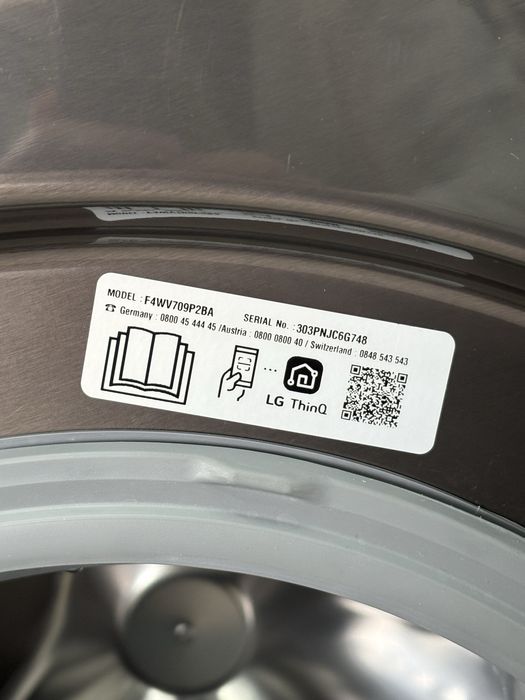 LG F4WV709P2BA 9 кг 1400 об/хв AI Direct Drive пар 2023 пральна машина