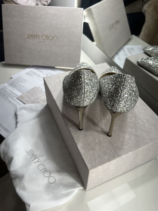 Szpilki Jimmy Choo Romy 85 w kolorze Silver/Champagne