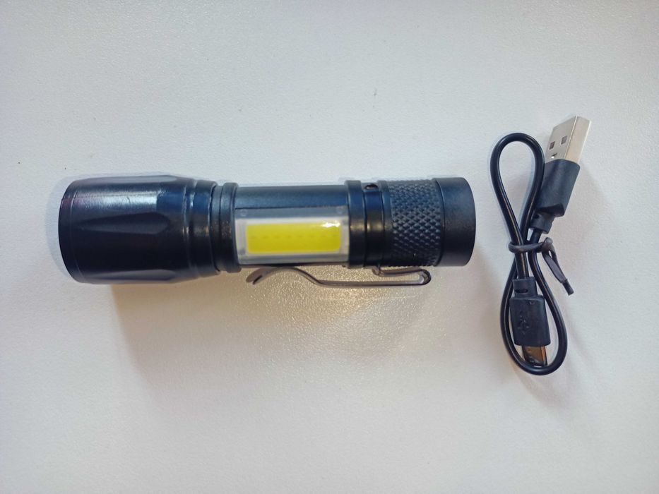 Фонарик аккумуляторный 3 режима, регулировка фокуса.