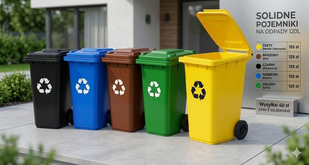 Solidne Pojemniki na Odpady 120L – Wszystkie Kolory!