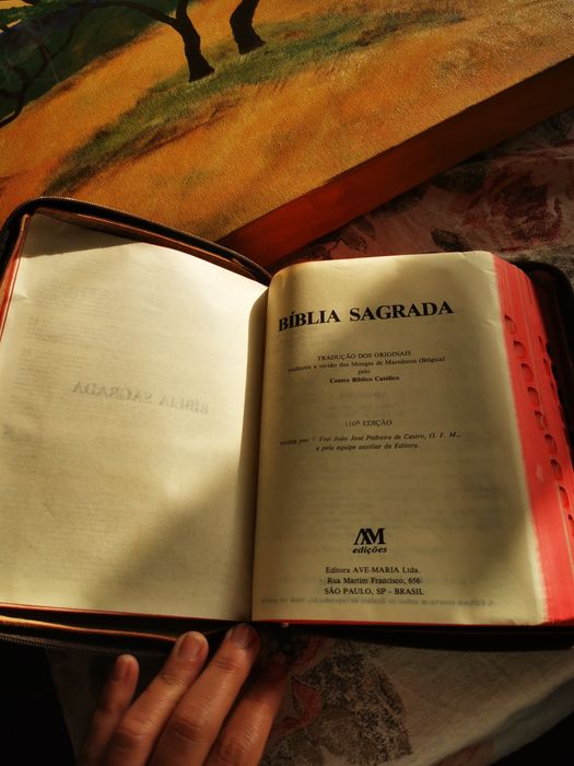 Bíblia Sagrada com capa.