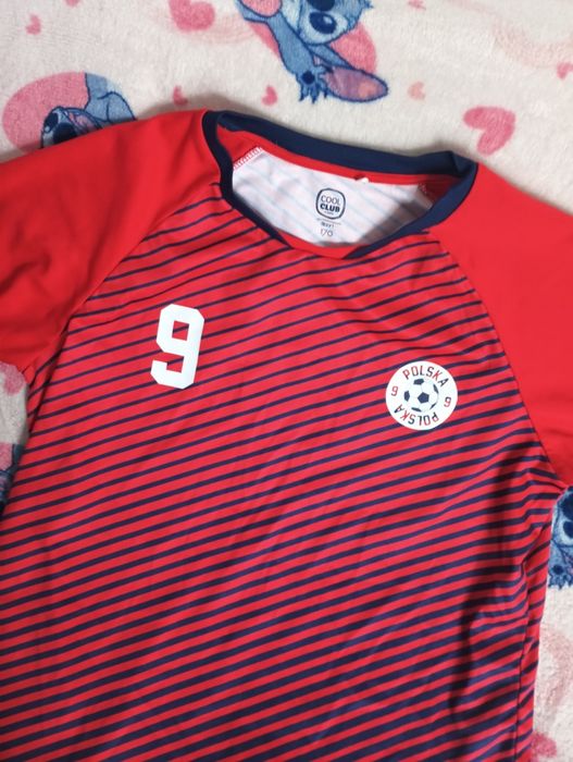 Koszulka sportowa 170 czerwono granatowa stan bdb