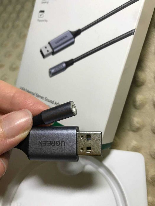 USB-адаптер для звукової карти Ugreen USB to Jack 3.5mm Grey (CM477)