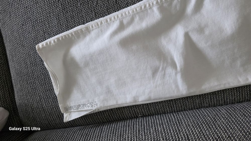 Białe jeansy 7/8 premium BIANCA „Love yourself”, roz. 42 (XL) – Stan idealny!
