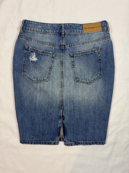The Kooples jeansowa spodnica z przetarciami / dziurami