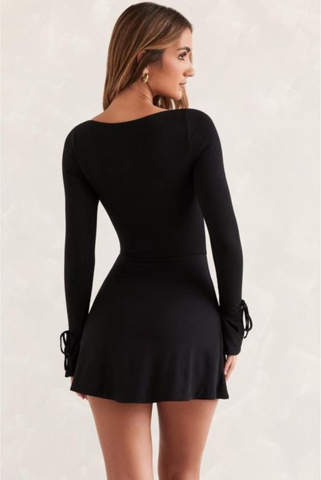 Чорна міні сукня в стилі Oh Polly з завʼязками розмір S