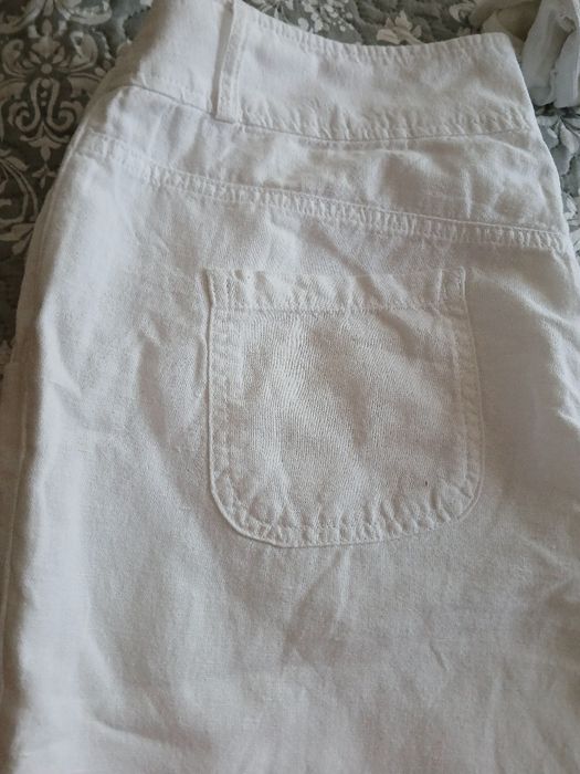 Spodnie biale  len+bawełna