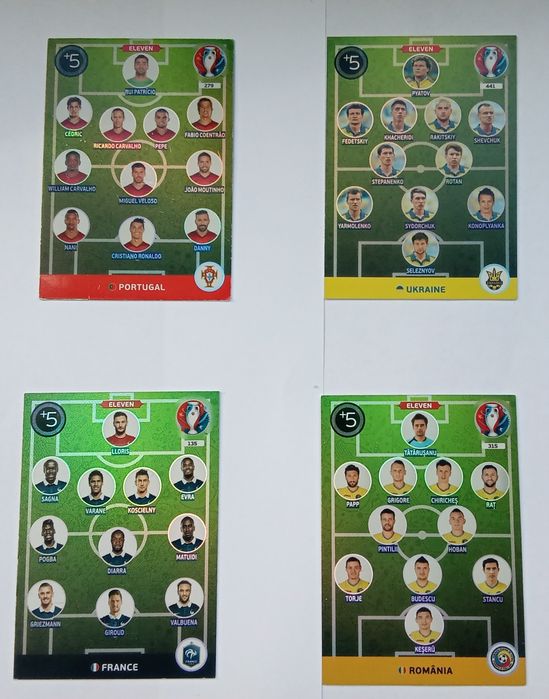Karty Panini Euro 2016 Eleven - Portugalia, Francja, Ukraina, Rumunia