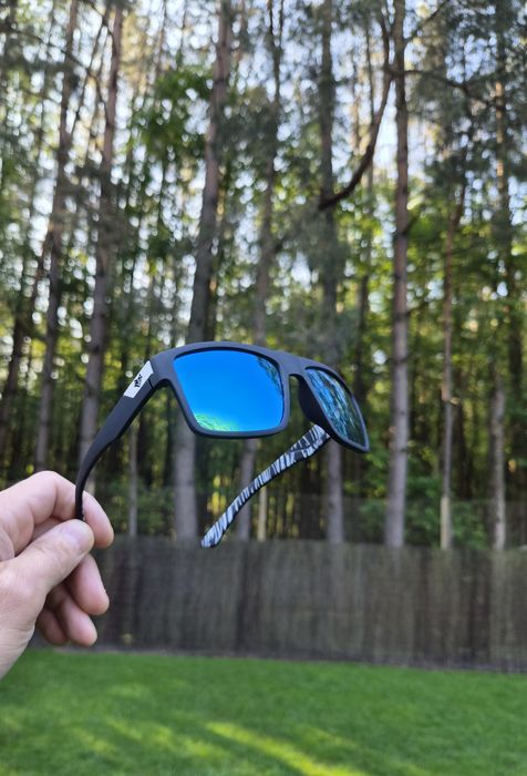 Okulary przeciwsłoneczne z polaryzacją  FOX męskie błękitne lustrzanki  + Etui Gratis