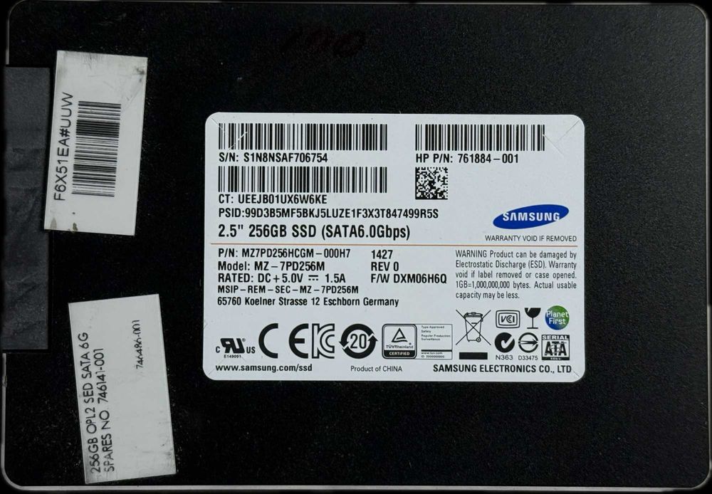 Dysk SSD Samsung MZ-7PD256M 256GB 2,5" SATA III 540/500 MB/s