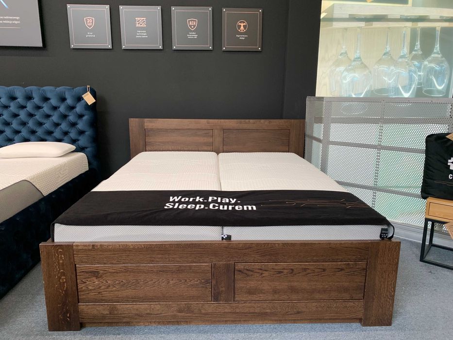 Łóżko Drewmax LK212 BOX dębowe z pojemnikiem 160x200 - Ekspozycyjne