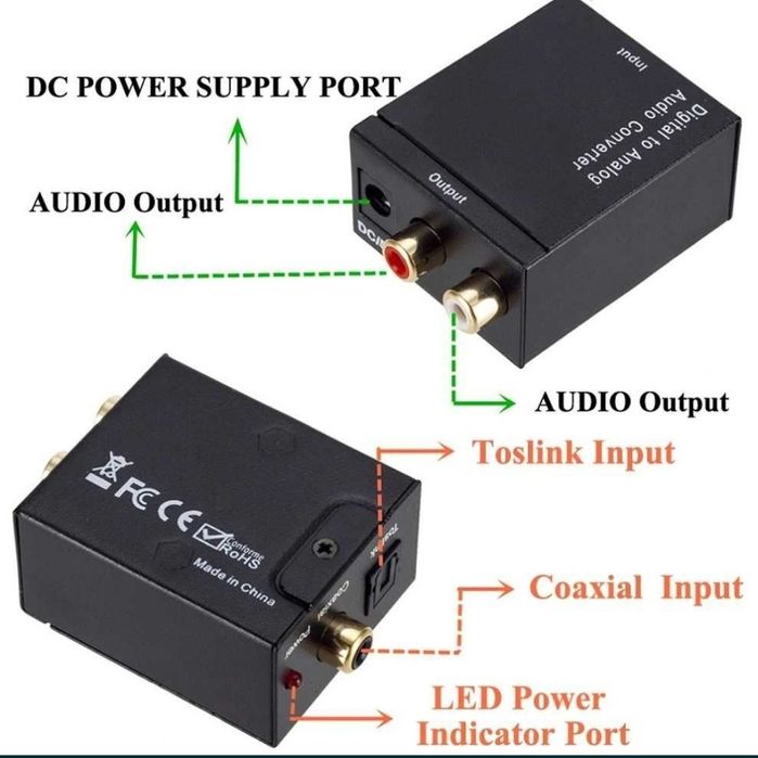 ЦАП аудио декодер,кабель оптика,конвертер,коаксиал-аналоговый RCA,ТВ